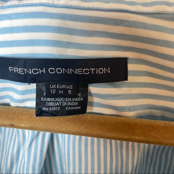 French Connection Seranna Stripe Tie Waist Button Up Shirt Size M - Picture 11 of 12